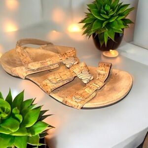 Vionic Womens Amber Ortho Arch Support Gold Cork Adjustable Sandals Shoes Sz 9